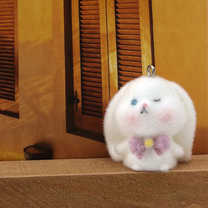 

3D Флок Мультяшный Милый Кролик Подвеска Подвеска Сделай Сам Брелок Пряжка для Сумки Ювелирные Аксессуары фиолетовый