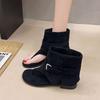 French Toe Sandals Women's Summer 2025 New Flat-bottomed Cool Boots Sleeve Trousers Short Boots Flat Flip-flops