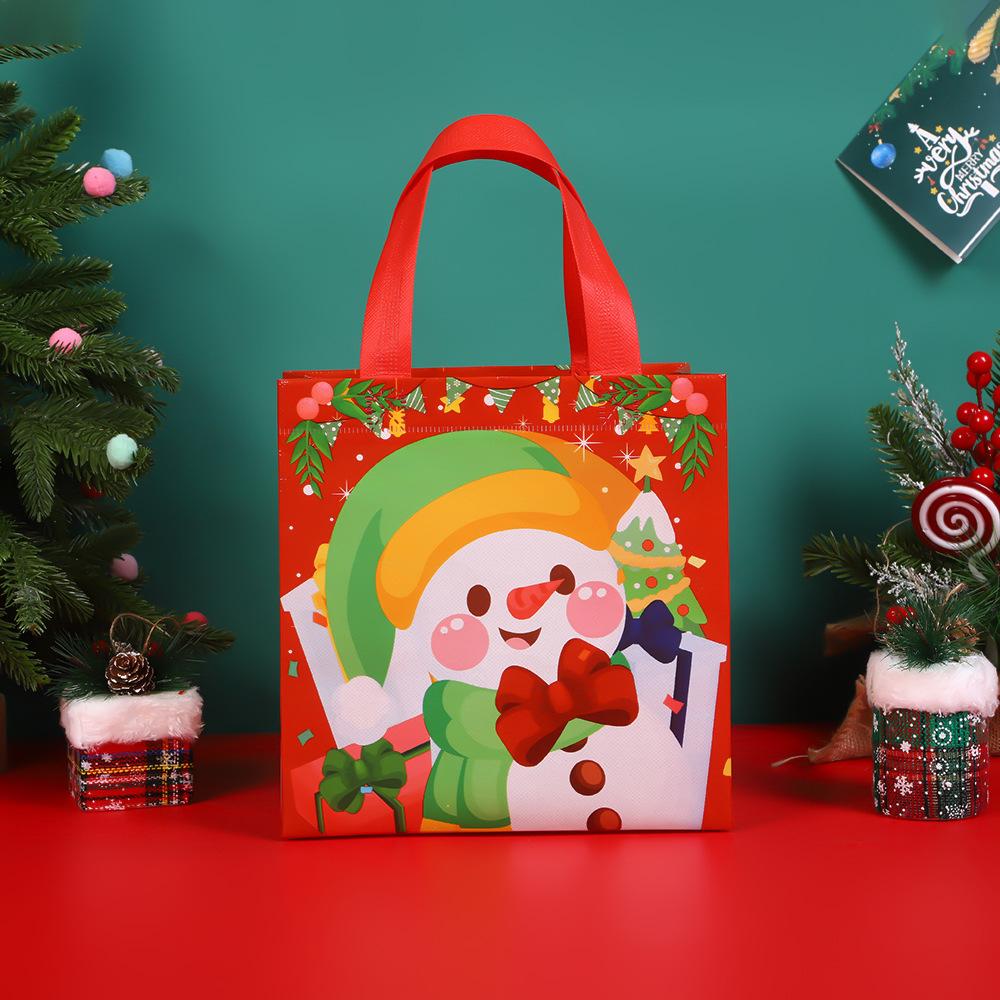 StoBag Christmas Festive Reusable Shopping Bags Colorful Holiday Tote for Gift Wrapping Party Favor Seasonal Retail Packaging