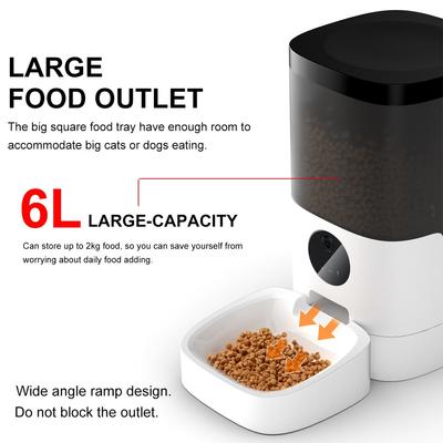 6L Pet Feeder Smart Automatic Visible Cover Pet Dog Cat Food Dispenser Remote Control APP Timer [Video/WiFi/Button Version]