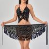 2 Pieces, Bra With Sequined Tassels, Fringed Top, Belly Dance Skirt, Carnival, Club, Costumes