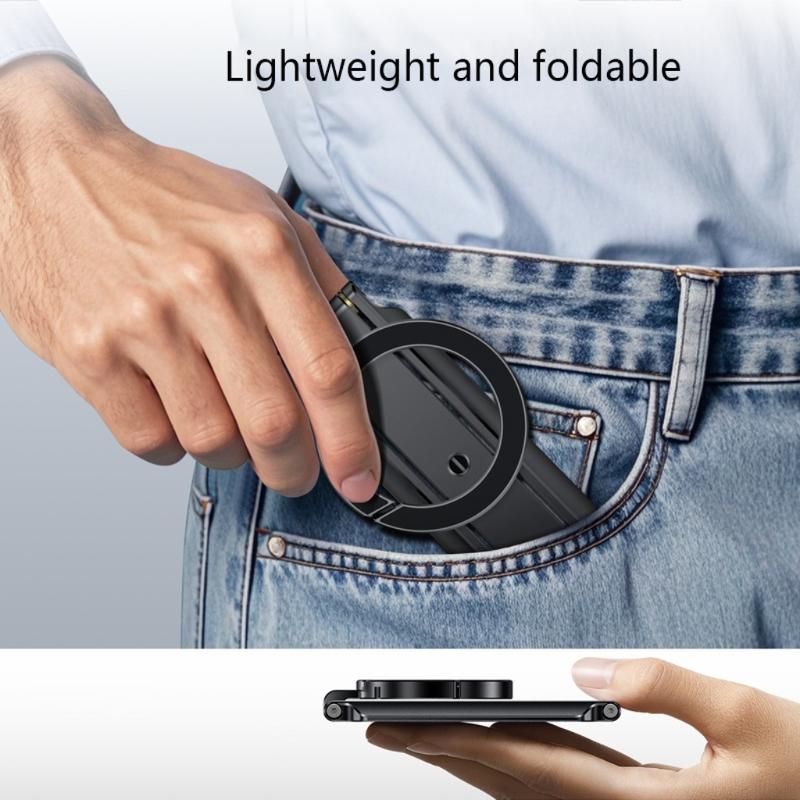 Foldable Aluminum Phone Holder Tripod For Handfree Photography Live Streaming Stable Magnetic Mount