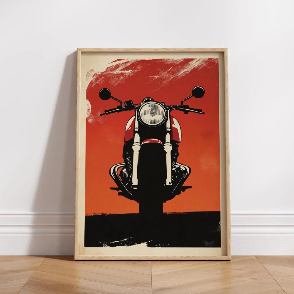 Vintage Cafe Racer Poster – Grunge Motorcycle Wall Arts Rustic Garage Decor Bold Bike Print Retro Biker Gift Industrial Vibes