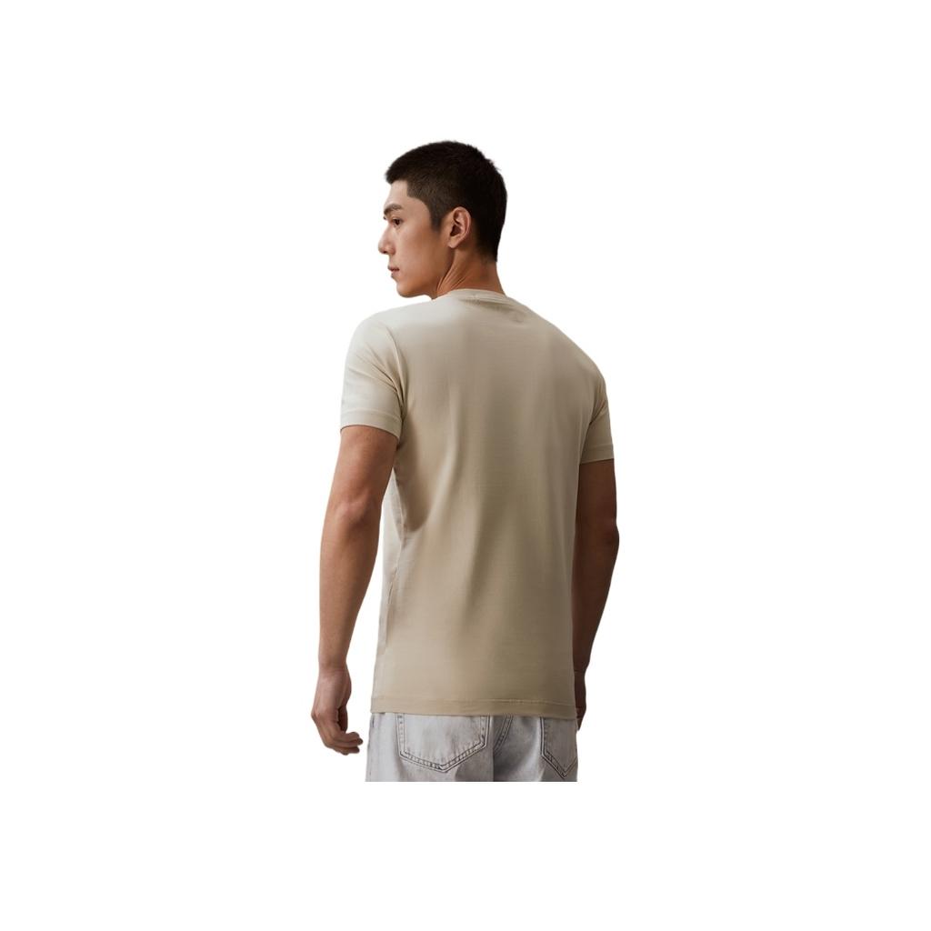 Calvin Klein Einfarbiges Rundhals-Slim-Fit-Kurzarm-T-Shirt Herren Oberteile Hell-Khaki J324127-ACI