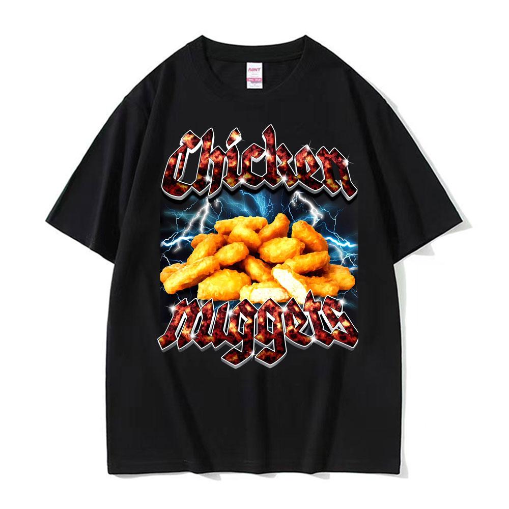 Funny Chicken Nuggets Vintage Style Meme Graphic Tshirt Men Women Hip Hop Gothic Oversized T Shirt 100 Cotton Comfort Tshirts
