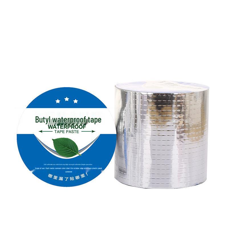1.5mm Thick Butyl Aluminum Foil Waterproof Tape - Leak Repair, Self-Adhesive Roll for Roof Cracks and Water Leakage