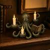 Dunkle Fantasy Schreibtischornament Oktopus Kerzenhalter, Langlebige Harz Halloween Skulptur, Kreaturen Skulpturenstil Kerzenständer Statue, für Zuhause Buchständer