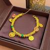 Wei Xue Gold Burnt Blue Enamel Yellow God Of Wealth Little Fat Fu Coiling Bracelet Female Tide Guofeng Five Road God Of Wealth Bracelet