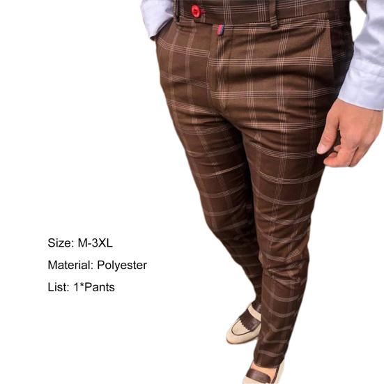 Herrenhose, kariert, schmale Passform, formelle, bequeme Frühlingshose für die Arbeit