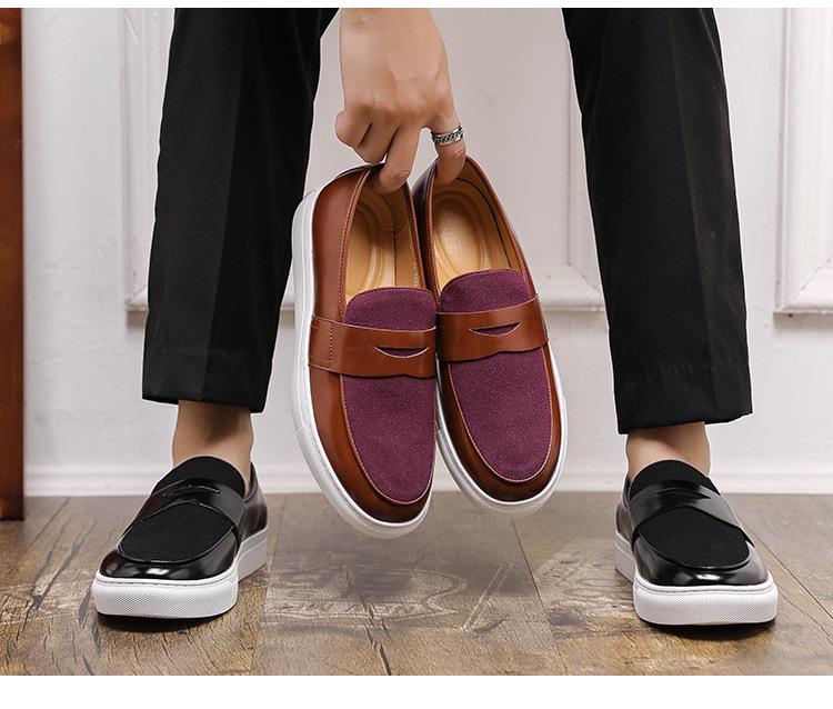 Mocassins Masculinos de Couro Estilo Britânico Tamanho Plus para Uso Casual de Negócios