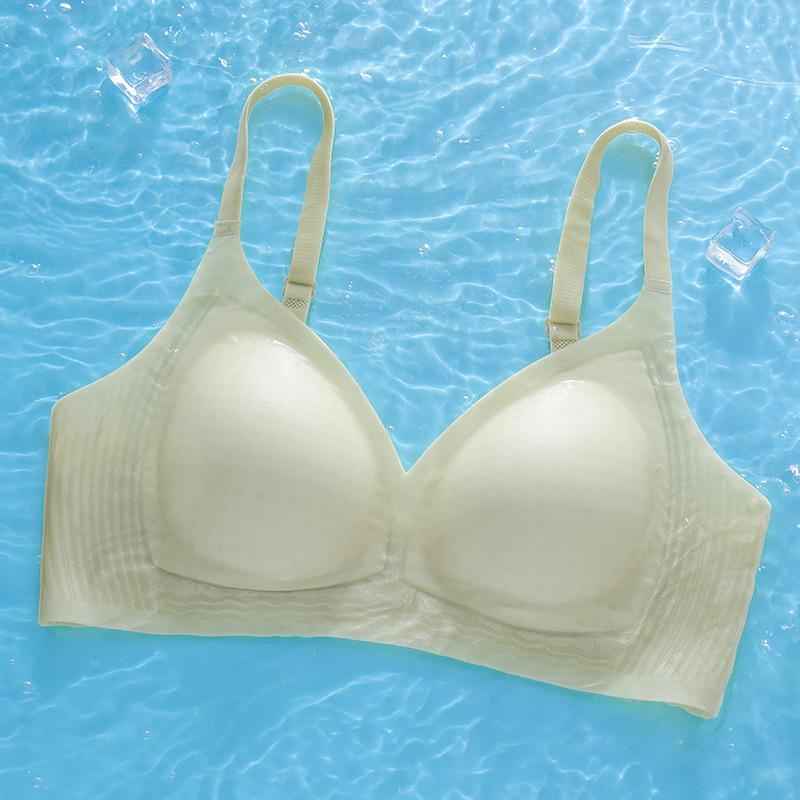 Summer ultra-thin jelly glue, comfortable and breathable fixed cup, no steel ring text bra gathers new models