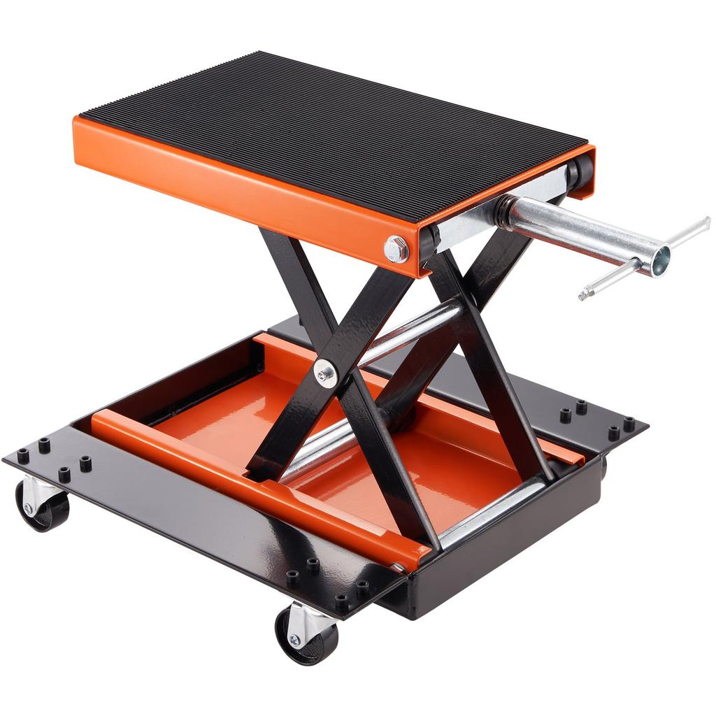 VEVOR Motorcycle Lift ATV Scissor Jack Dolly 499.5 Kg Wide Deck & Hand Crank