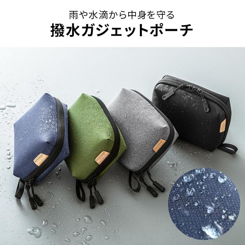 Sanwa Direct Gadget-Aufbewahrung Doppelte Handy-Kabel-Gadget-Reise-Tasche, Wasserabweisend, Freistehend, 180-Grad-Öffnung, Tasche, Reißverschluss, Beutel,
