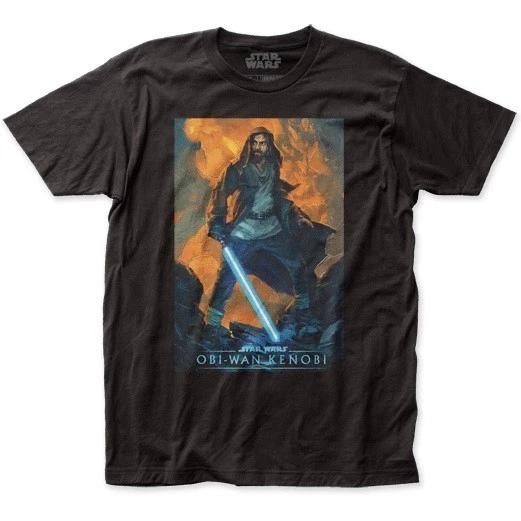Men s Star Wars Obi-Wan Painting T-Shirt Black Lightsaber - New XL