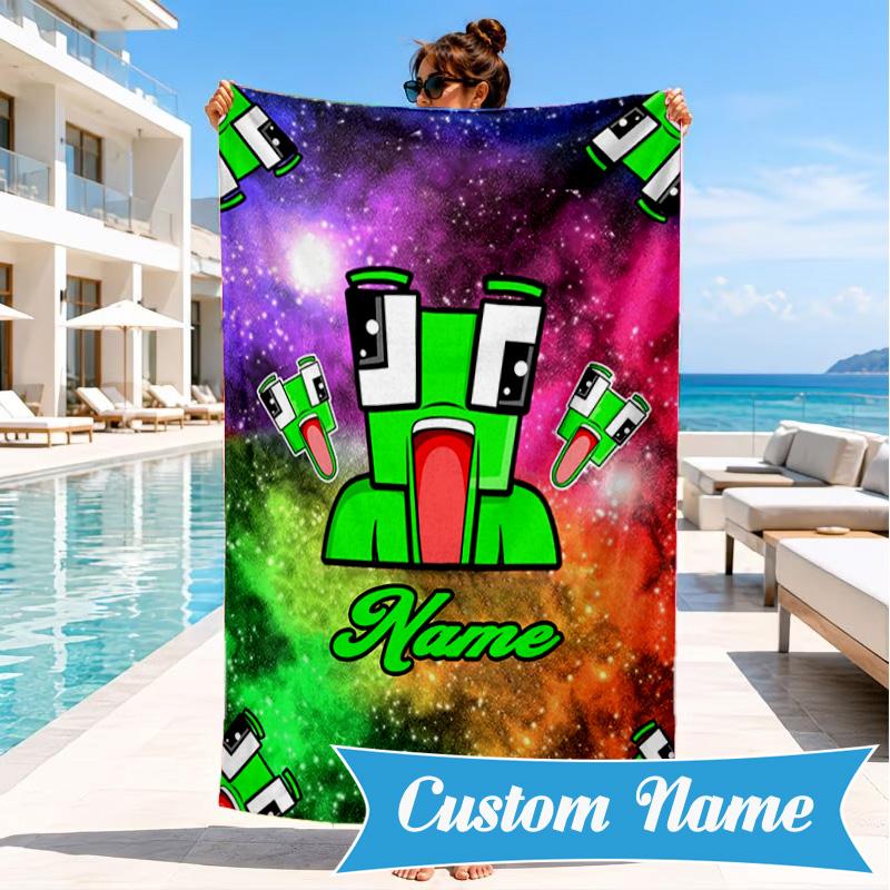 Custom Name Space Alien Un-speakable Beach Towel Microfiber Beach Towel, Lightweight and Quick-Dry, for Summer Travel, Swimming Pool Gift