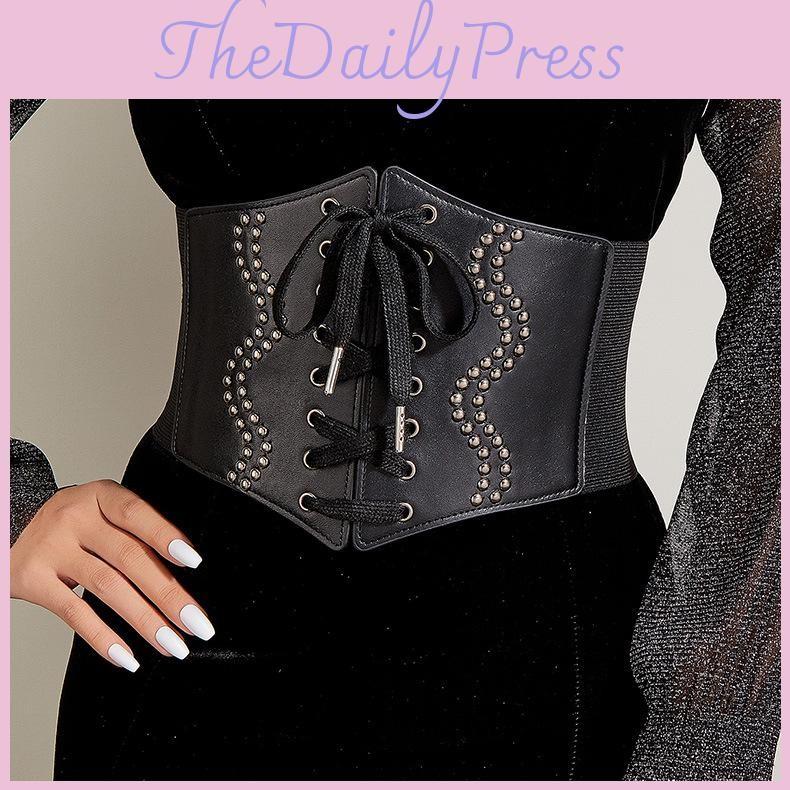 And Rivet Fashionable Strap Design Women Elastic Waistband For Dress Dressing