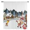Christmas House Santa Claus Snowman Elk Sheer Voile Curtains Living Room Bedroom Window Drapes Balcony Screen Tulle Curtains