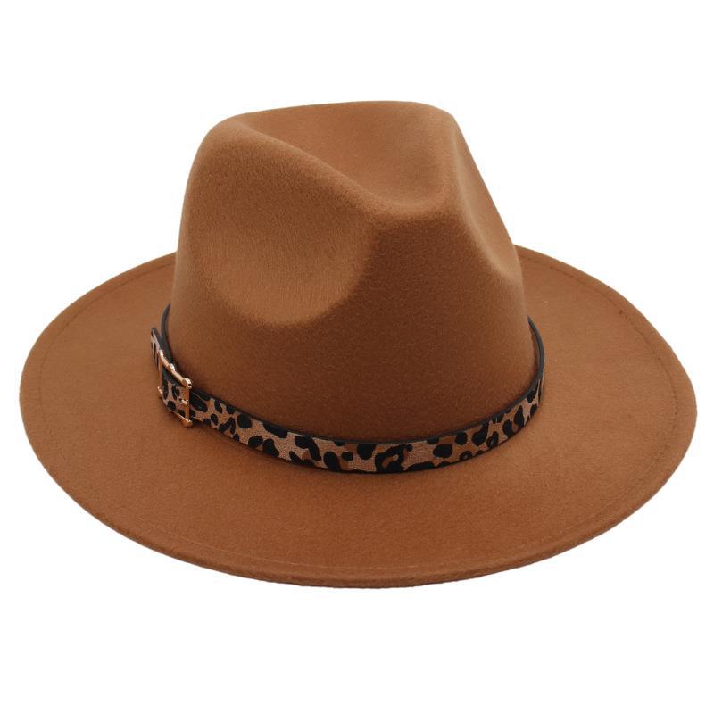 Temperament Bowler Hut Leopard Gürtelschnalle Nische Jazz Hut Männer und Frauen Trend Filzhut Bühnenauftritt Tweed Hut