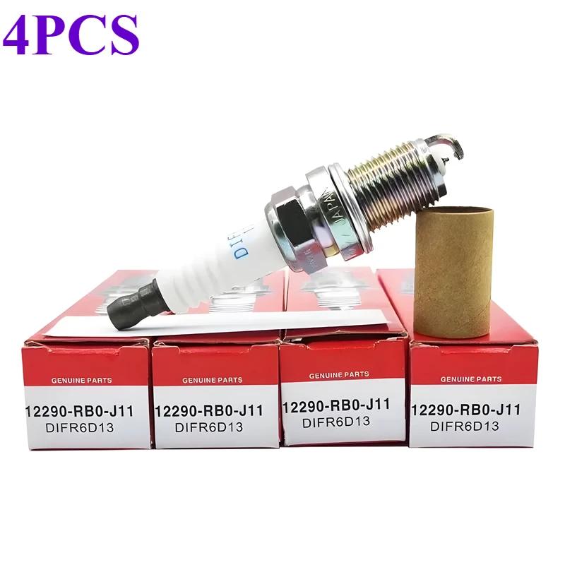 4pcs 12290-RB0-J11 DIFR6D13 Dual Iridium Spark Plugs For Honda CR-Z 2012-2016 1.5L L4 12290RB0J11 DIFR6D13 DK20PR-D13 RC8ZPYPB4 4pcs 12290-RB0-J11