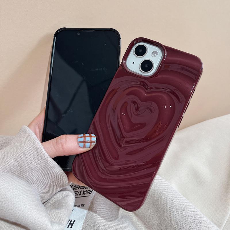 Etui na telefon 3D plisowane z uroczym sercem miłości Dla iPhone 15 14 13 11 12 Pro Max Metaliczna farba Składane Miękkie silikonowe Etui na telefon Nakładka Capa