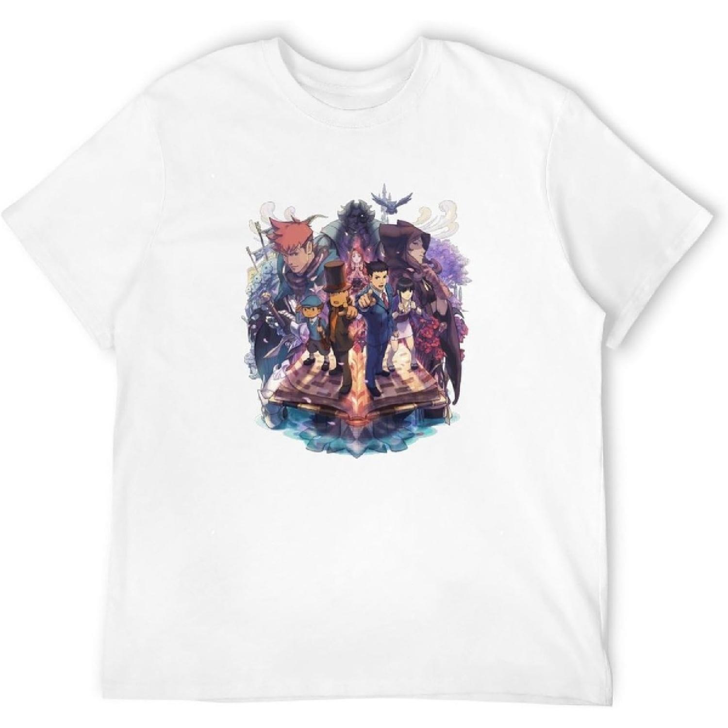 Men s Ace Attorney Professor Layton Vs Phoenix Wright T Shirt T-Shirt White S