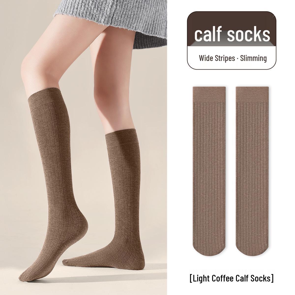 Women s Low-Pressure Slimming Calf Socks - Gray Cotton, Mid-Calf, Autumn/Winter