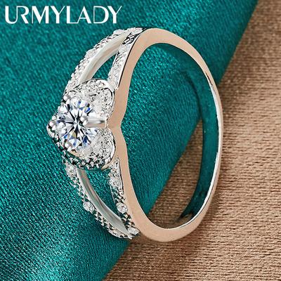 925 Sterling Silver Heart Zircon 7 8 9 10 Ring For Women Fashion Jewelry