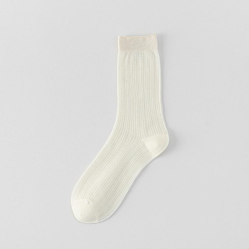 Women's Mulberry Silk Mid-Calf Mesh Socks - Antibacterial, Lightweight, Seamless, Slouchy, Ballet Style