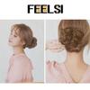 Lockiger Chignon für Damen mit elastischem Gummiband, synthetischer Haargummi, Wickelhaar, unordentlicher Dutt