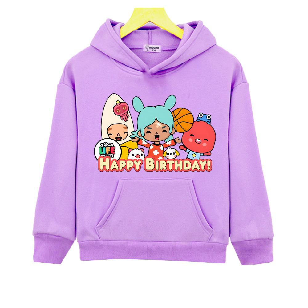 

2026 New Toca Boca HAPPY BIRTHDAY! Hoodie for Boys Girls Kids Hoodies Cartoon Print Hoodie Children Clothing Clothes 14T
