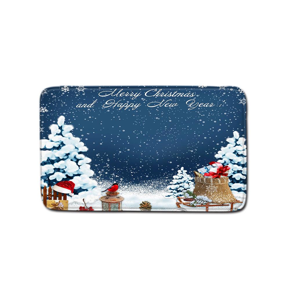 Christmas Shower Curtain Floor Mat Combination Four-Piece Set Bathroom Toilet Carpet Shower Room Mat Foot Mat