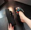 Women's Summer Rhinestone Wedge Flip-Flops: Thick-Soled, Non-Slip, High-Heeled Toe-Post Sandals