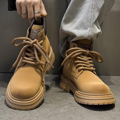 Martin Boots Men's British Style 2025 New Couple Thick-soled Casual Breathable Medium-top Velvet Men's Boots 1681 yellow-F