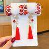Hair Accessories Children New Year Hairpin Hanfu Headdress Red Bow Hair Clip  Children