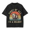Lustiges Opossum Grafik T-Shirt Unisex Damen Zuerst Mal Bin Ich Ein Vergnügen Print Tee Gewaschen Vintage Sommer Oberteil Streetwear