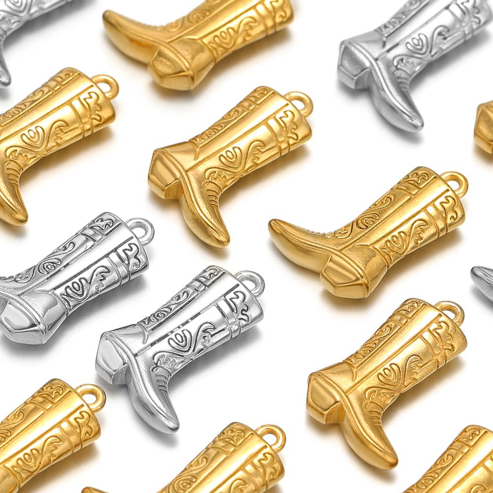 5pcs Stainless Steel Gold Plated Martin Boot Charms Pendants DIY Necklace Bracelet Jewelry Earring Making Accessories Wholesale