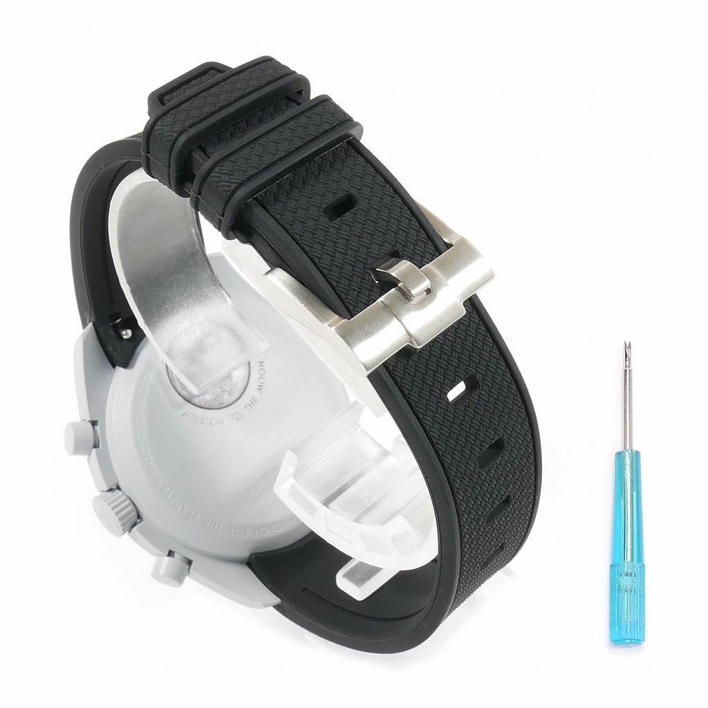 Swatch X OMEGA Exclusive Rubber Strap with Clicker Feature (Black/Moon)