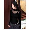 2026 Spring & Autumn Half-High Collar Mesh Long Sleeve Base Layer T-shirt for Women