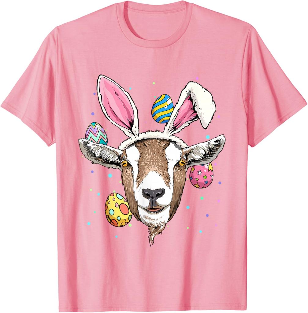 Easter Bunny Goat Graphic Tee Funny Farm Animal Lover Spring Holiday T-Shirt