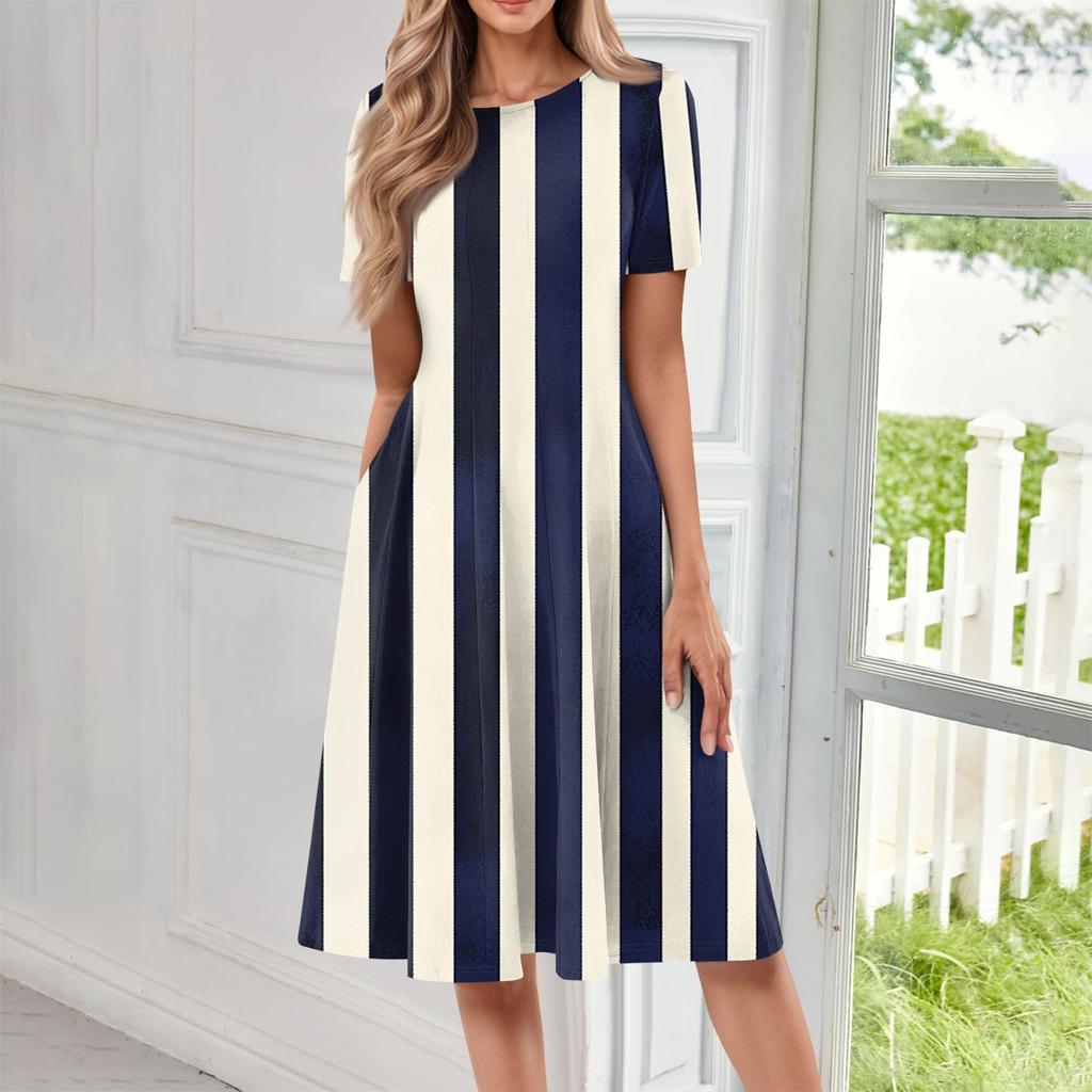 Women's Fashion Short Sleeve Vintage Printed Dress Cosplay Party Evening Dress