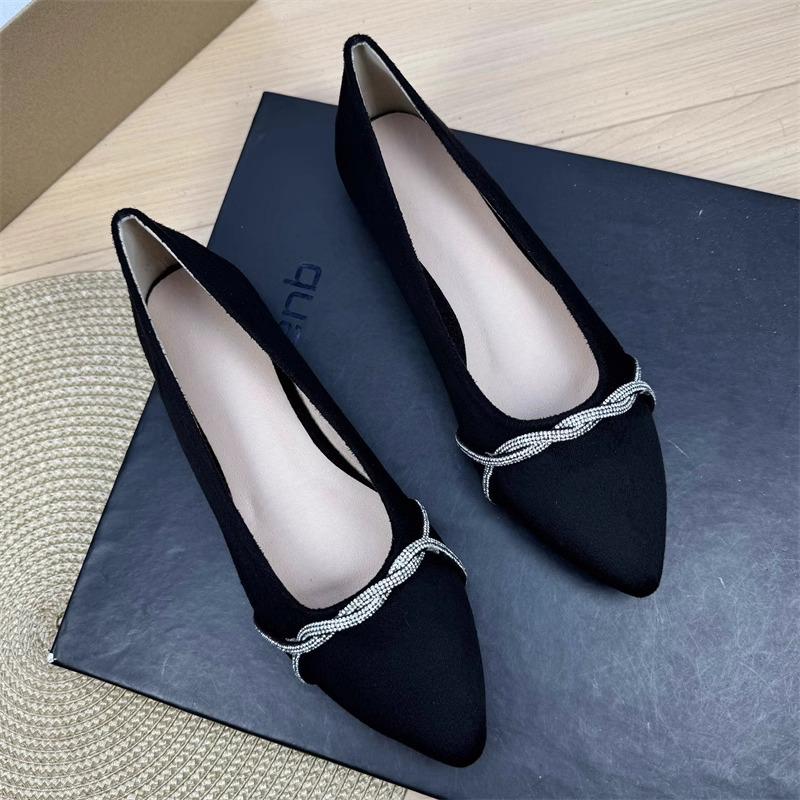 Fashion Flat Shoes for Women Spring  Autumn 2025 New Pointed Soft Soled Professional Work Shoes Black Plus Size Women's Shoes 42 43 44