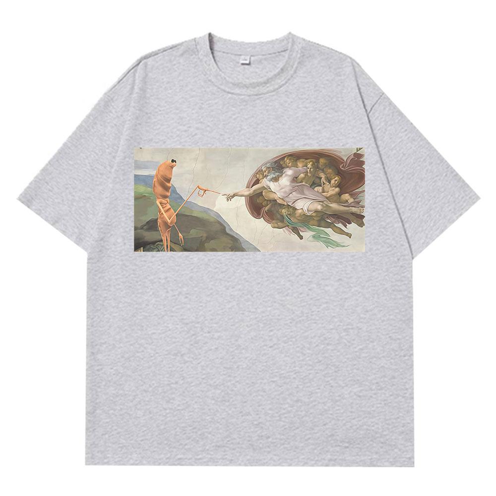 Funny Marcus The Worm Creation of Adam Funny Meme T Shirt Men Women Classic Fashion Tshirt Harajuku Cotton Hiphop Tshirts Top