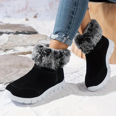 Fur Women Snow Boots Ankle Flats Sport Shoes Warm Sneakers Suede Winter New 2026 Walking Casual Short Plush Cotton Shoes Mujer