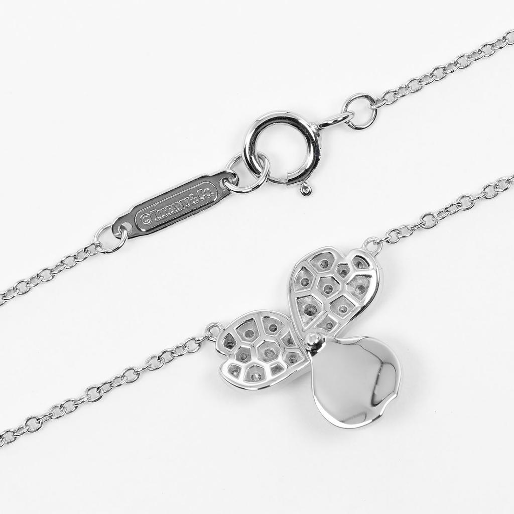 TIFFANY&Co. Paper flower Necklace Pt950Platinum/diamond 3.56g Women Used