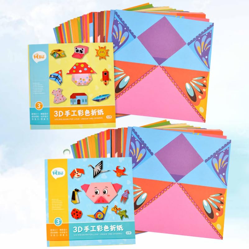 STOBOK Origami 2 Colorful Handmade Origami Inch for Animals and DIY Craft Supplies Paper, Sets, Paper, 5.51 Square, Lifestyle, Kids'