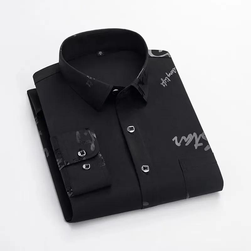 Herren Langarm Kariertes Hemd Slim Fit Business Casual Hemd mit Knopfleiste