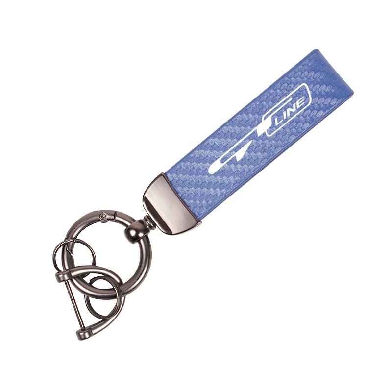 FCQP1 Carbon Fiber Leather Keyrings Car Keychain Accessories For Kia GT-Line Sportage Ceed Rio Picanto Sorento Soul Cerato Venga Forte