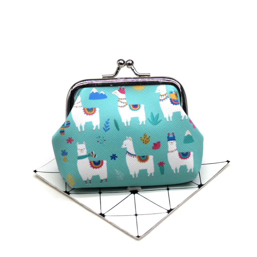 Cute Alpaca Animal Print Coin Purse - Small Wallet for Kids and Students