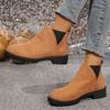 Fashion Women's Ankle Boots Suede Leather Women Round Head Thick Low Heeled Woman Shoes Casual Autumn Slip on Gladiator Bottes Femmes