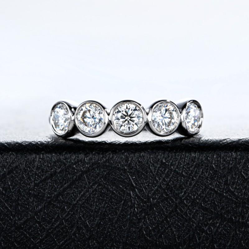 Bubble 5-Stone Moissanite Ring Minimalist Versatile Stackable Band Daily Wear Unisex